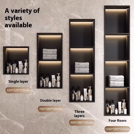 Shower Niche Wall Mounted Recessed Stainless Steel Metal Shelves Bathroom Accessories